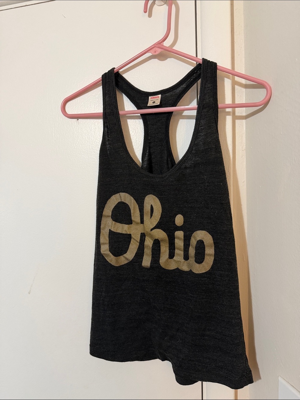 Women's heathered gray Ohio' Racerback Tank Top